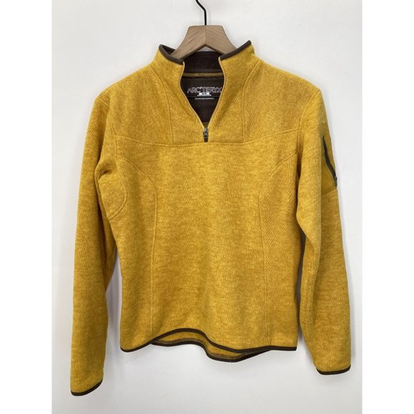 Arc'teryx Sweaters - Arc'teryx Yellow Quarter-Zip Fleece Sweater Size M